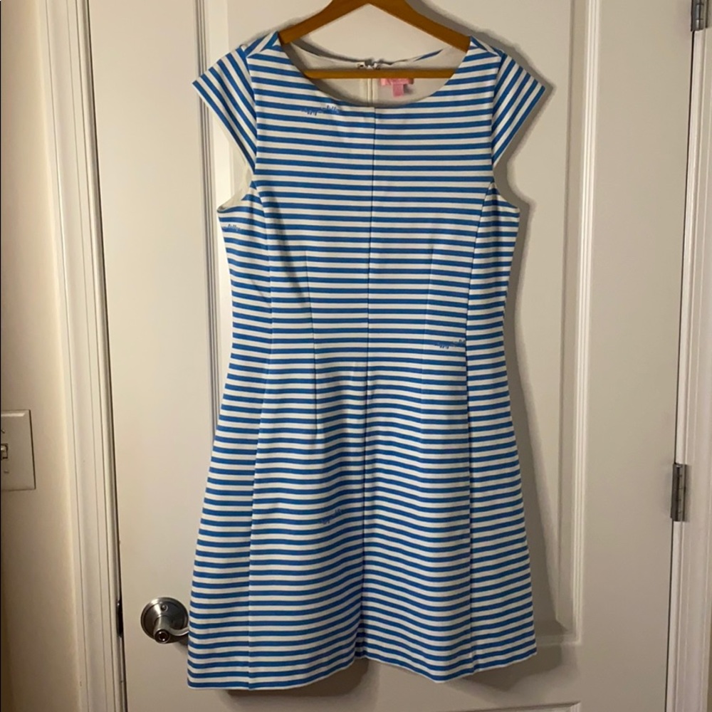 Lilly Pulitzer blue and white striped dress